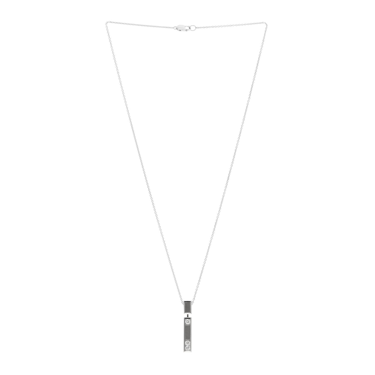 18K White Gold Diamond Traffic Pendant Necklace