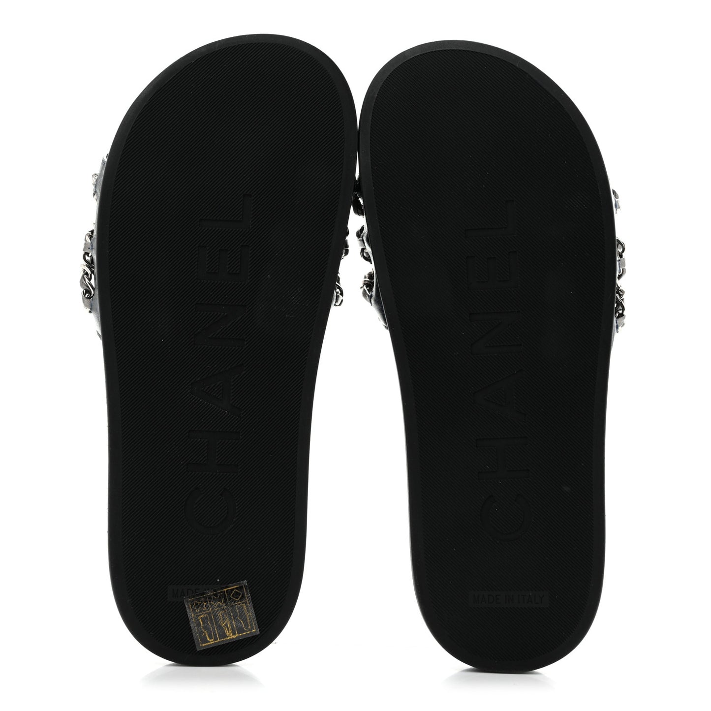 Fantasy Lambskin Chain Slides Sandals Flats 35 Blue