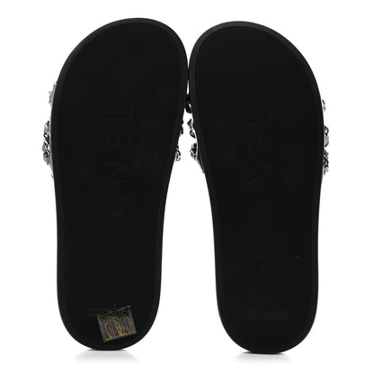 Chanel Fantasy Lambskin Chain Slides Sandals Flats 35 Blue 6 of 10