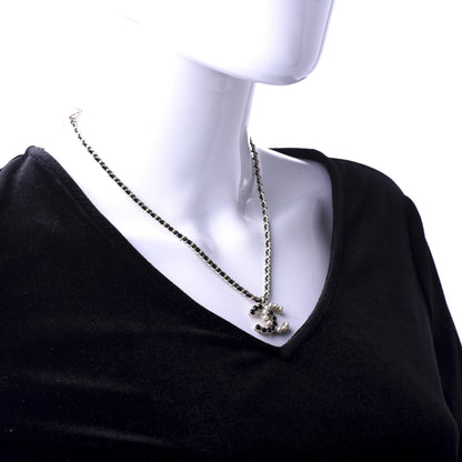Chanel Lambskin Resin Pearl Dazzling Domino Short Necklace Gold Black 2 of 7