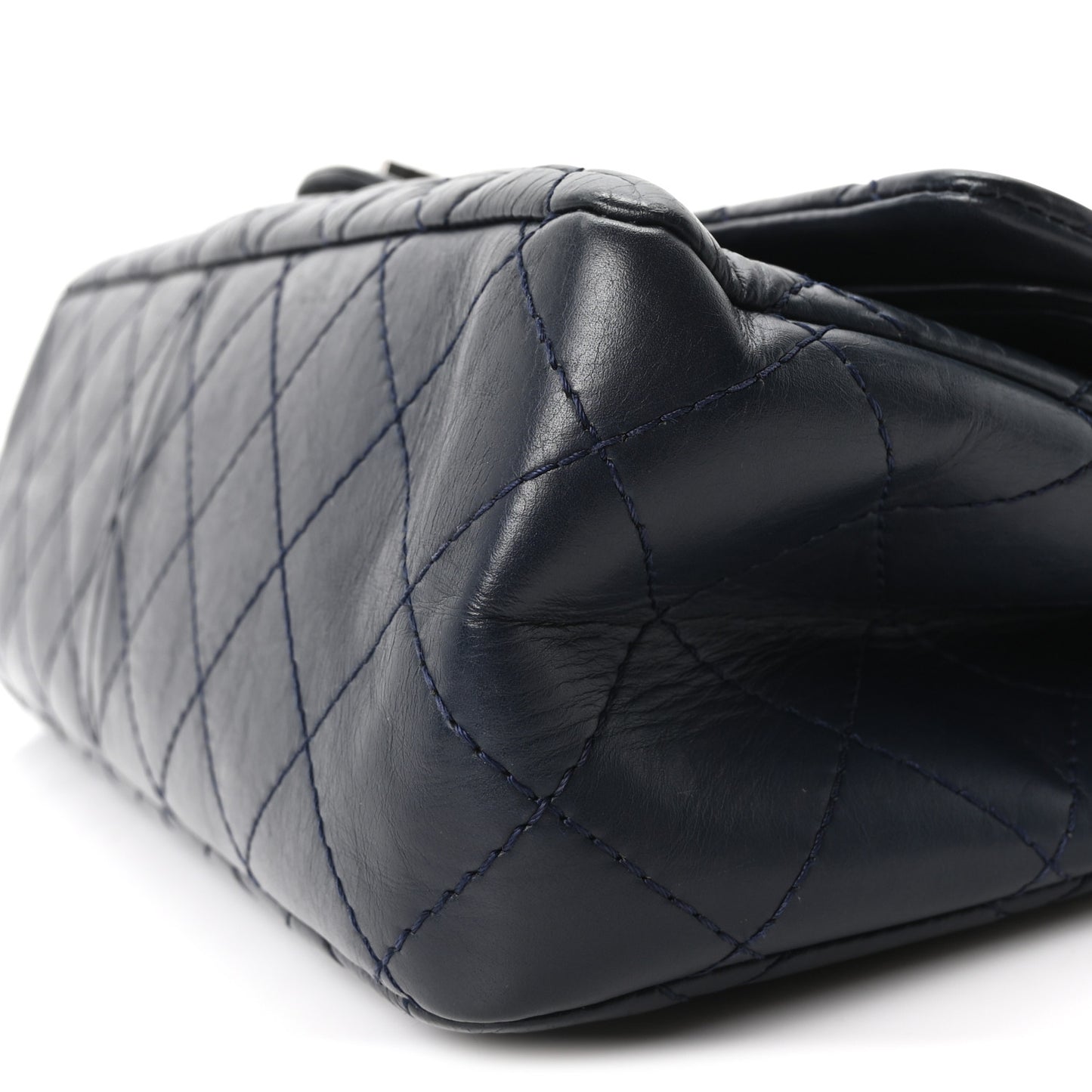 Aged Calfskin Quilted 2.55 Reissue 227 Flap Navy Blue