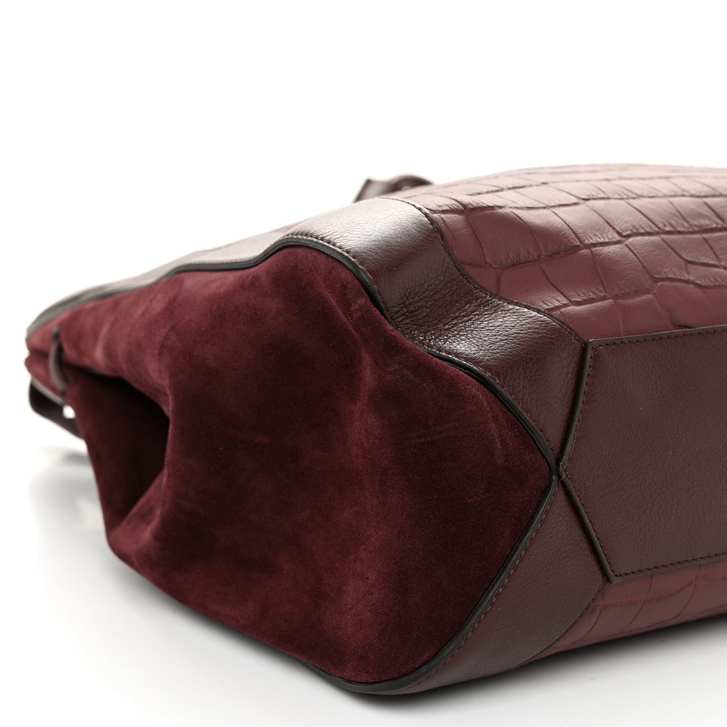 Crocodile Embossed Matte Calfskin Millie Tote Burgundy