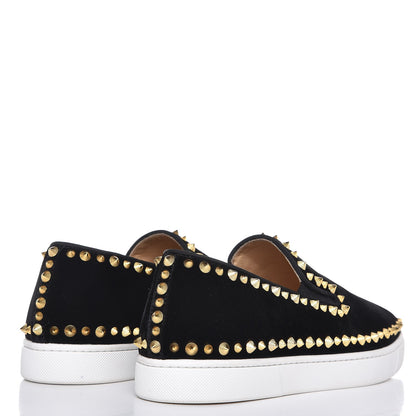 Christian Louboutin Mens Velvet Spikes Pik Boat Sneakers 41 Black 4 of 8