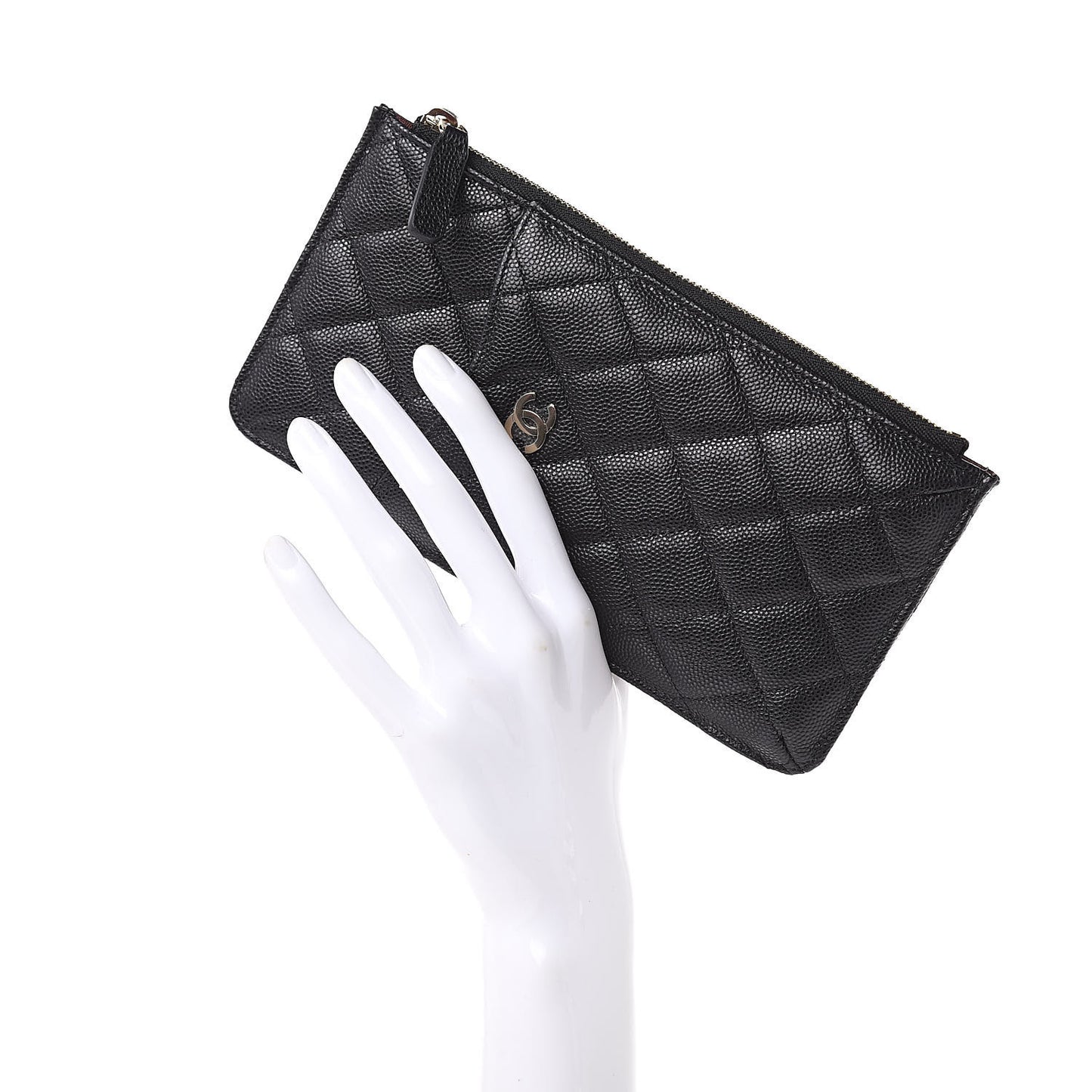 Caviar Quilted Classic Flat Wallet Pouch Black