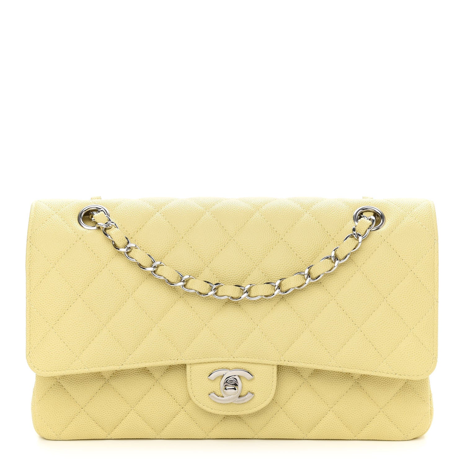 Chanel Caviar Quilted Medium Double Flap Light Yellow 1 of 8