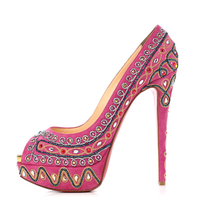 Christian Louboutin Crystal Suede Bollywoody 150 Pumps 40 Hot Pink 1 of 12