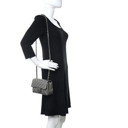Chanel Metallic Calfskin Quilted Mini Rectangular Flap Ruthenium 2 of 10