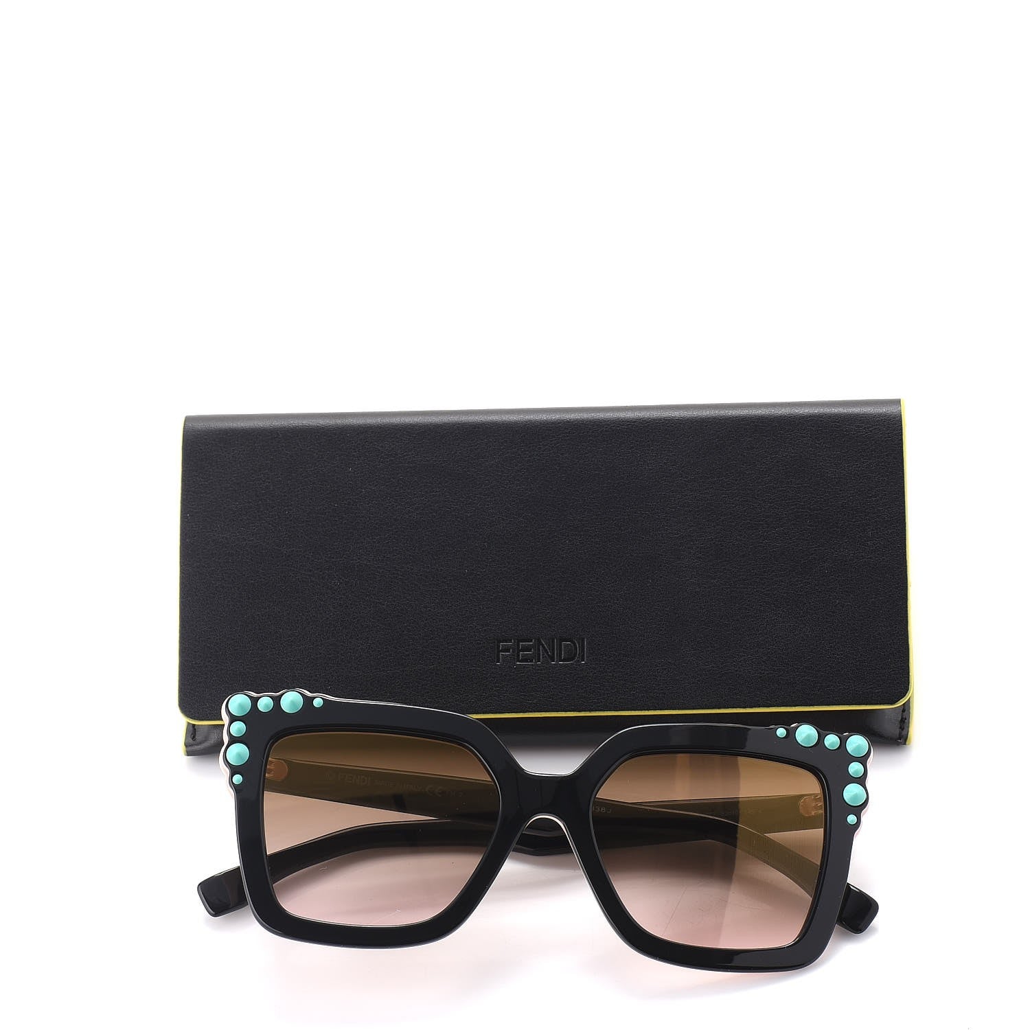 Fendi Studded Square Cat Eye Sunglasses FF 0260/S Black Pink 8 of 8