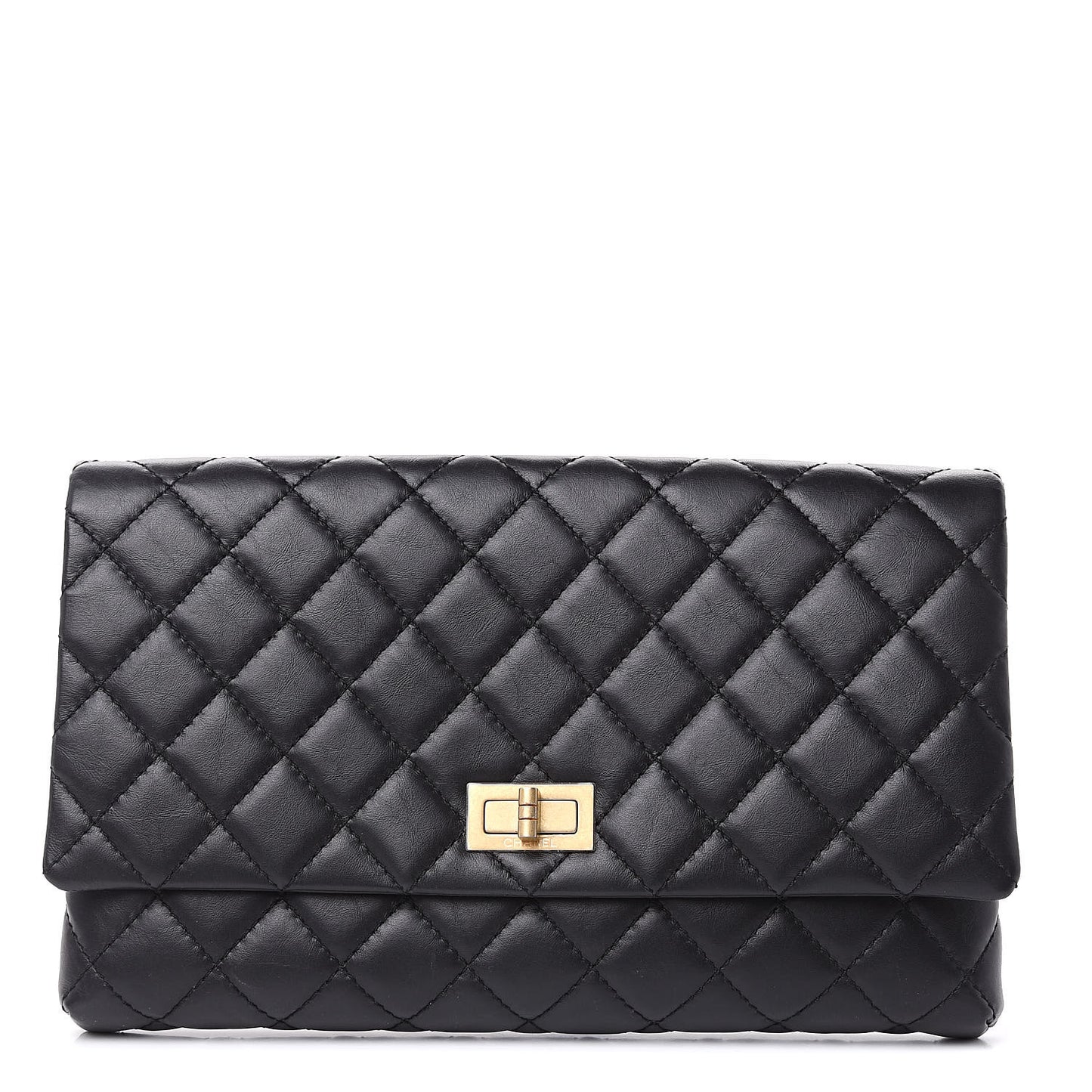 Aged Calfskin Quilted Reissue 2.55 Clutch Black