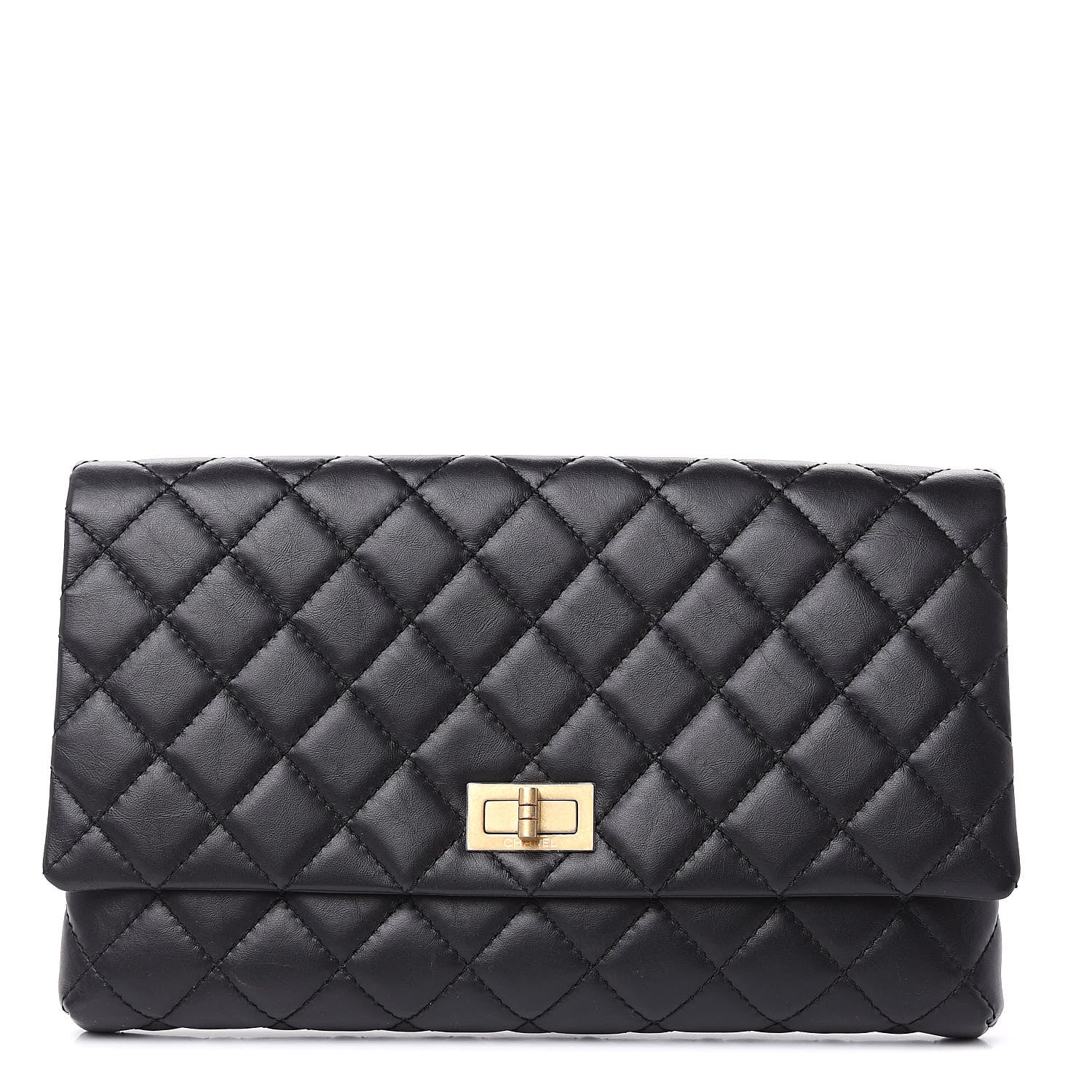 Chanel Aged Calfskin Quilted Reissue 2.55 Clutch Black 1 of 9