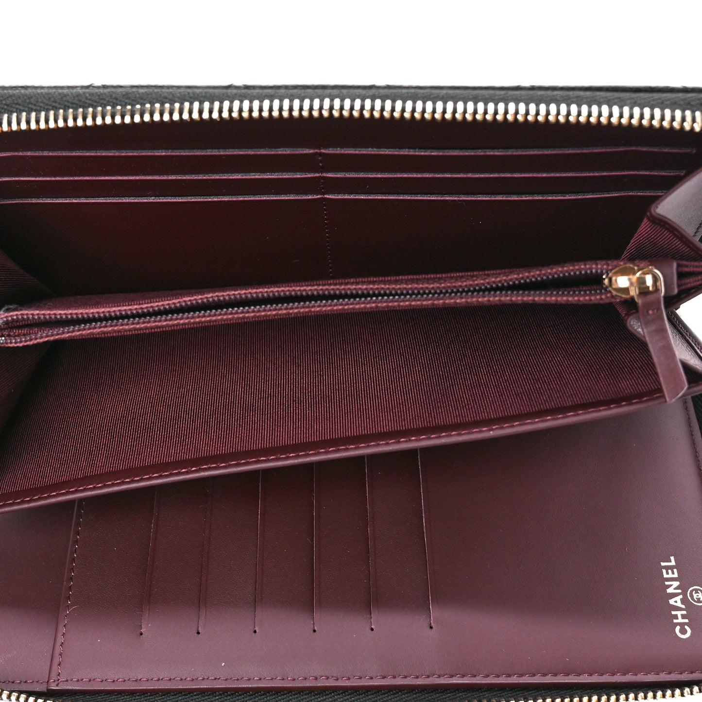 Caviar Quilted Large Zip Around Organizer Wallet Black