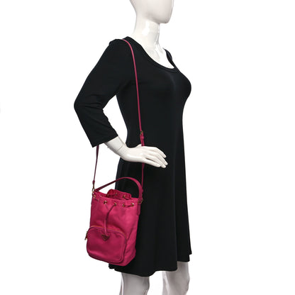 Prada Saffiano Tessuto Nylon Mini Bucket Crossbody Bag Pink 2 of 8