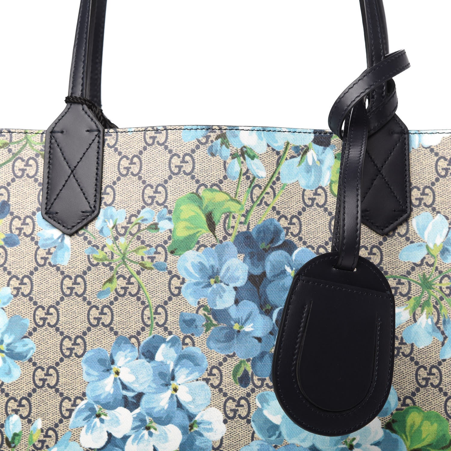 Gucci GG Supreme Monogram Blooms Medium Reversible Tote Beige Blue Navy 11 of 11