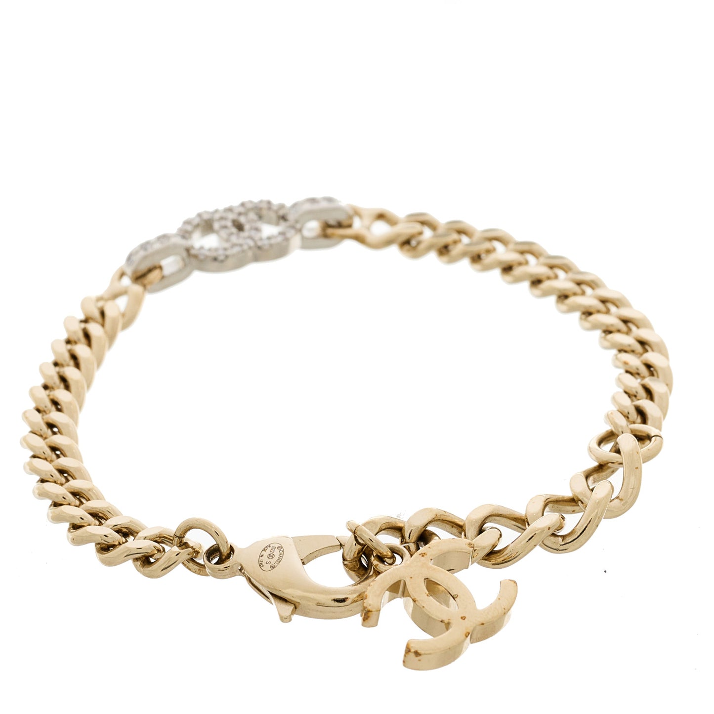 Crystal Chain CC Link Bracelet Gold Silver