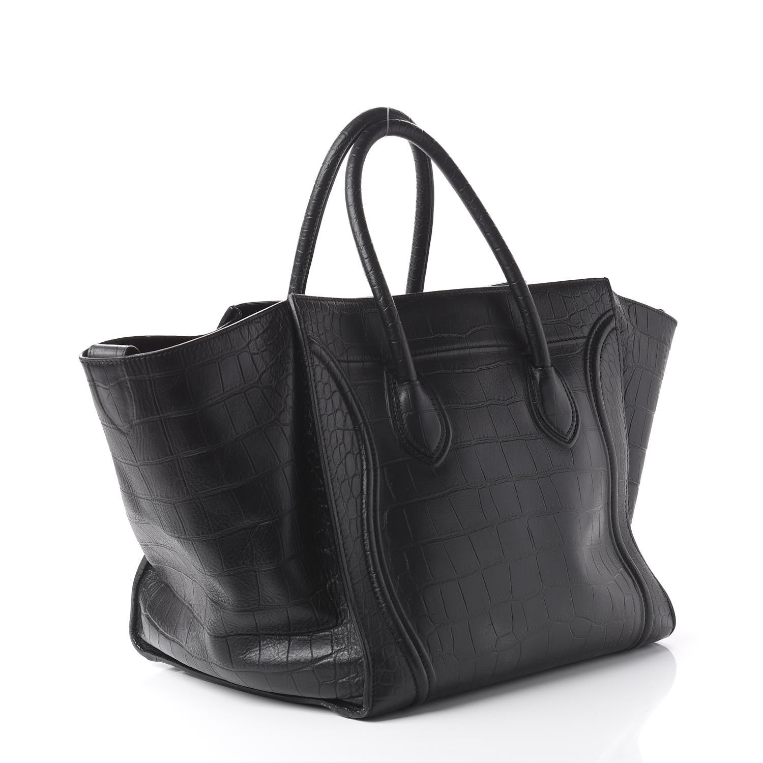 Celine Crocodile Embossed Calfskin Large Phantom Luggage Black 2 of 11