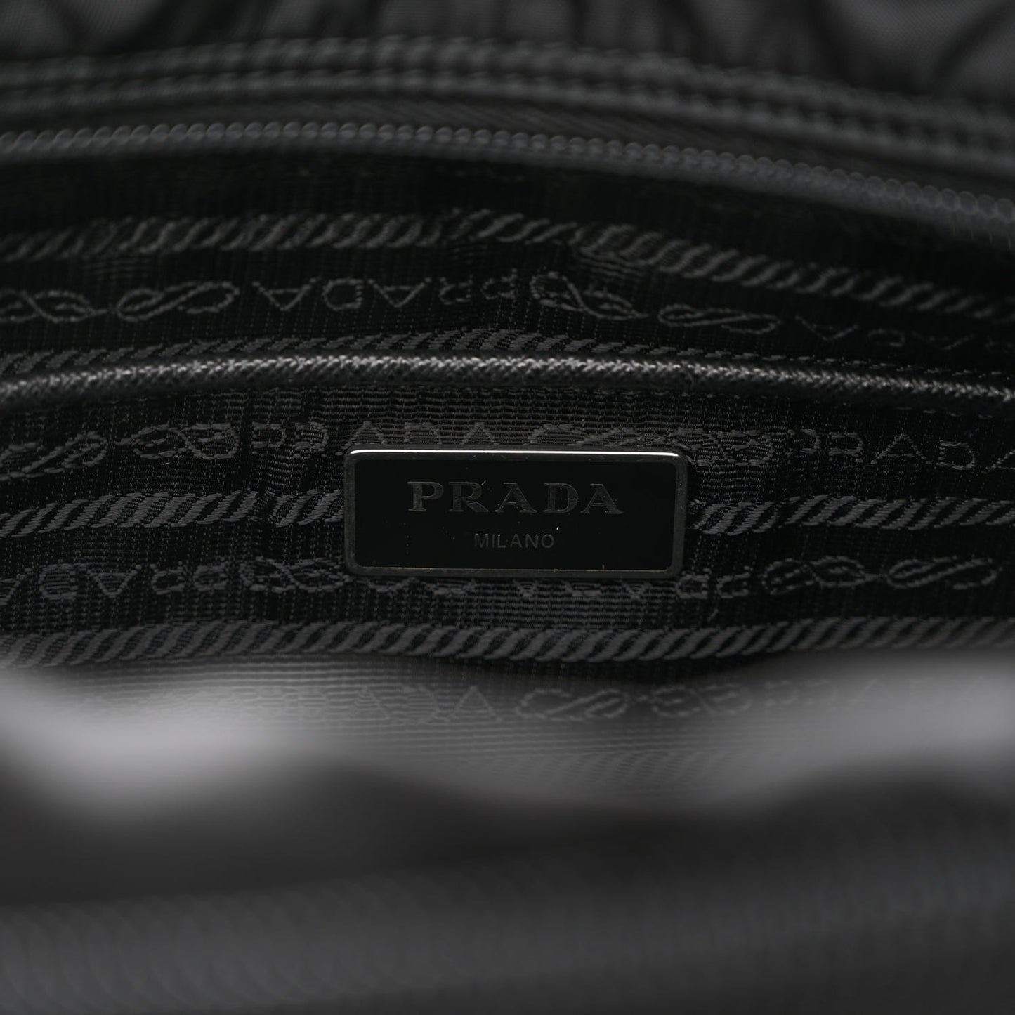 Re-Nylon Vela Saffiano Pocket Double Buckle Messenger Shoulder Bag Black