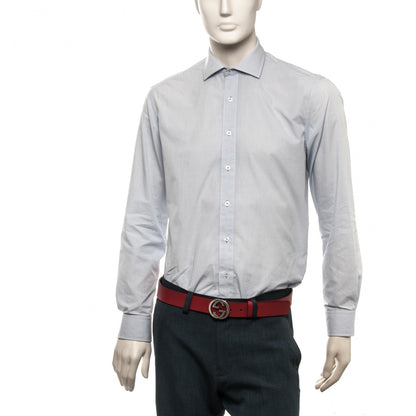 Gucci Selleria Calfskin Nickel Interlocking G 37mm Belt 115 46 Rosso 2 of 5