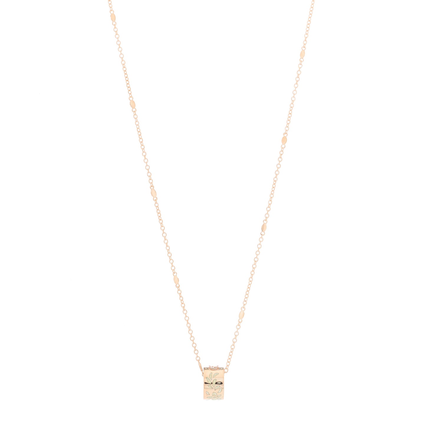18K Rose Gold Enamel Icon Blooms Twirl Pendant Necklace