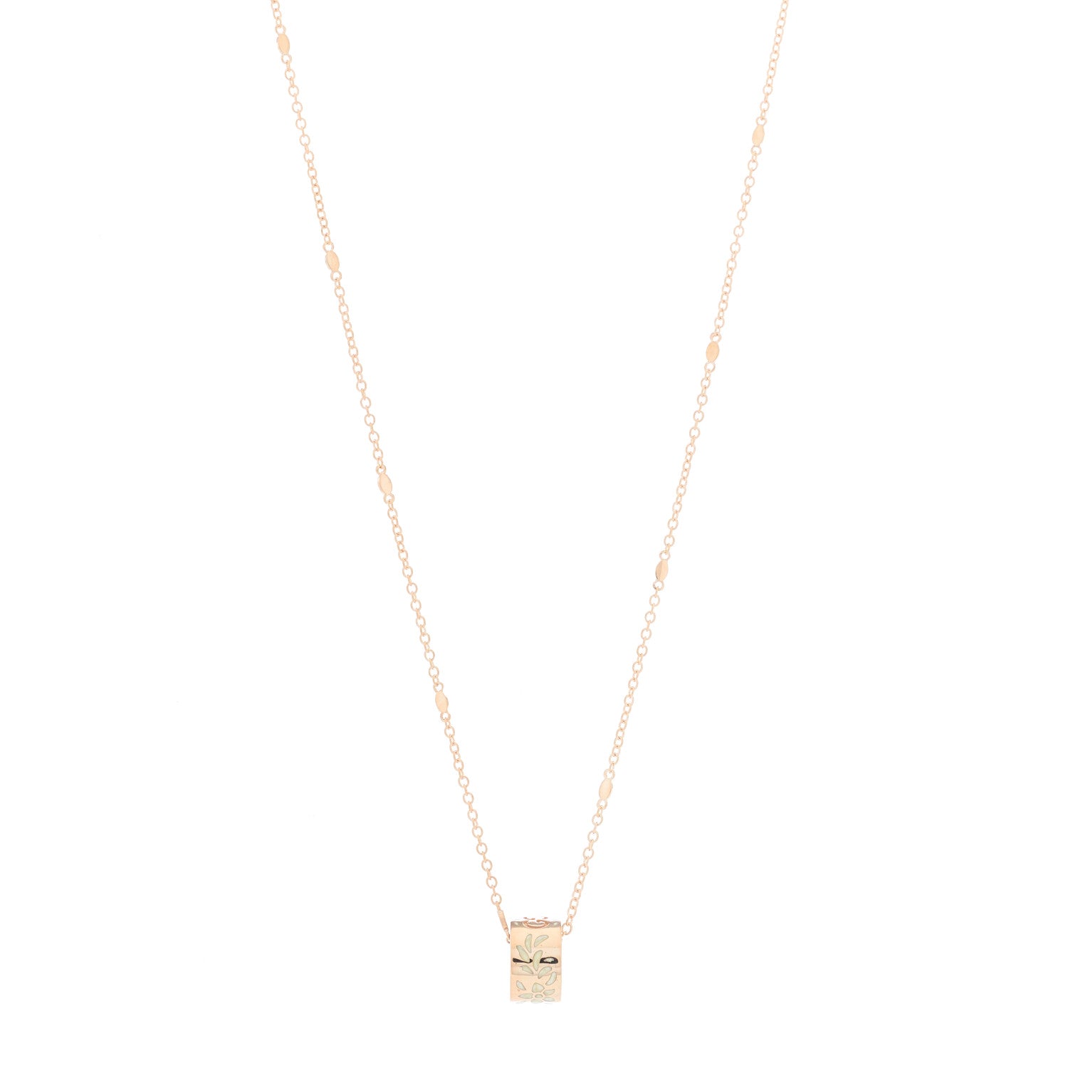Gucci 18K Rose Gold Enamel Icon Blooms Twirl Pendant Necklace 1 of 5