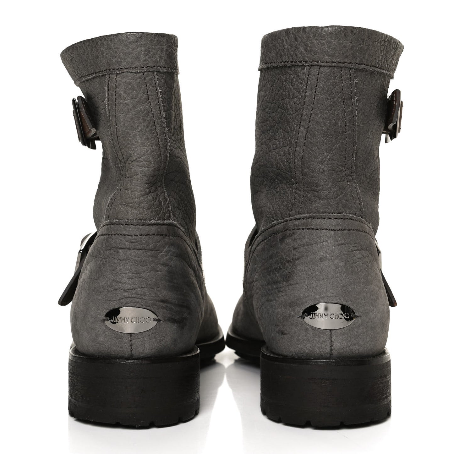 Grained Lambskin Suede Youth Biker Boots 39 Grey