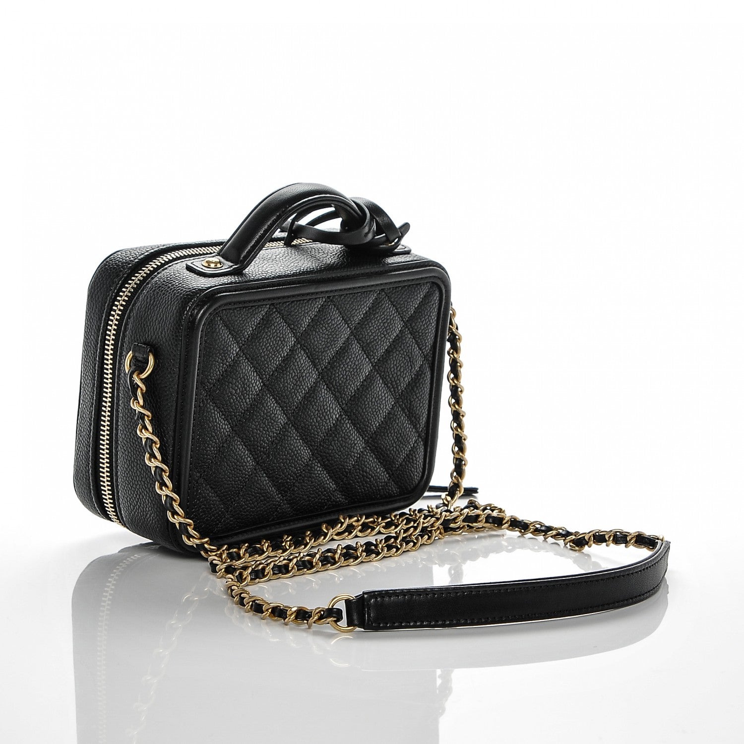 Chanel Caviar Quilted Small CC Filigree Vanity Case Black 3 of 7