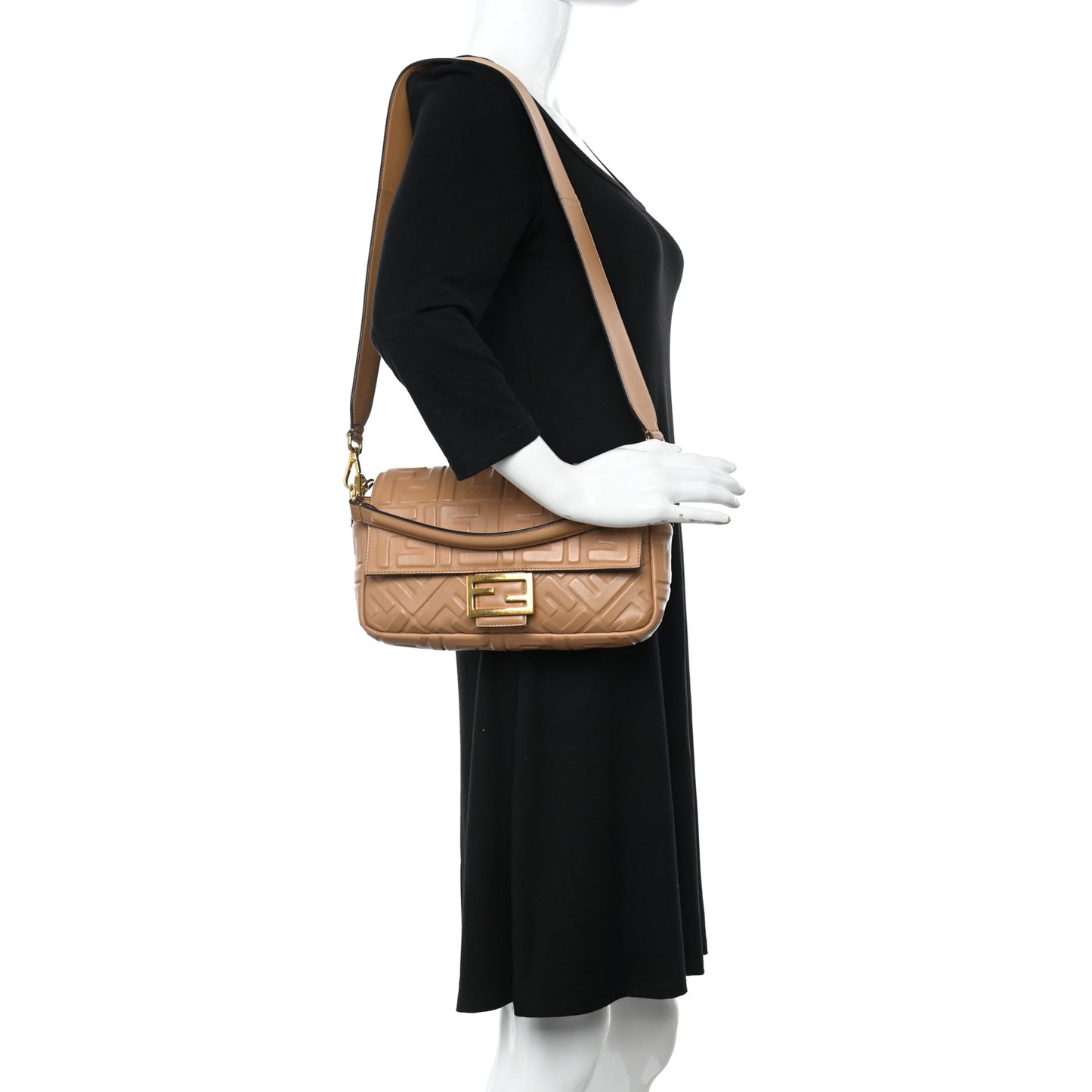 Nappa FF 1974 Embossed Baguette Miele Scuro
