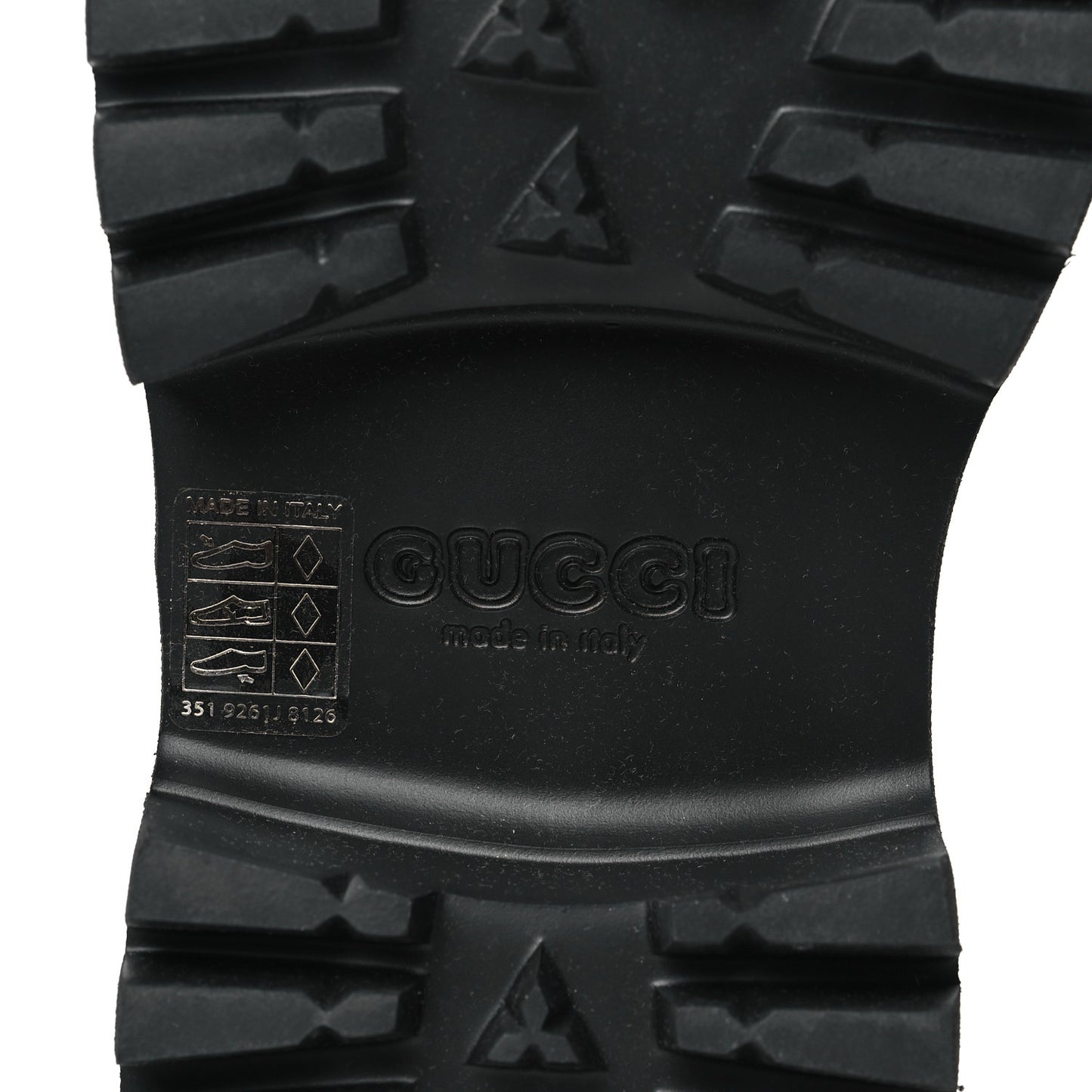 Rubber GG Monogram Perforated Elea Platform 55mm Lug Sole Sandals 39 Black