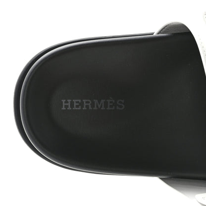 Hermes Calfskin Womens Chypre Sandals 37.5 White 7 of 9