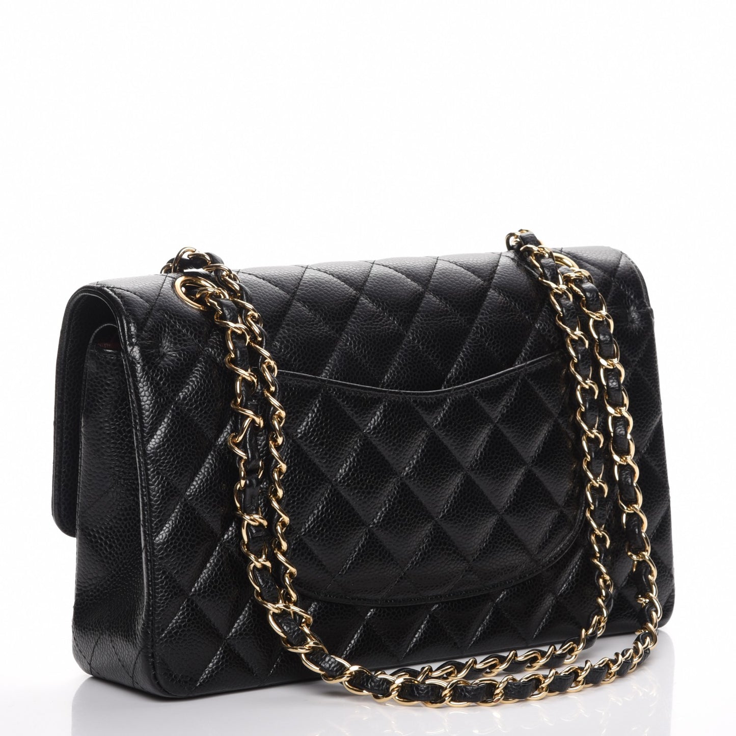 Caviar Quilted Medium Double Flap Black