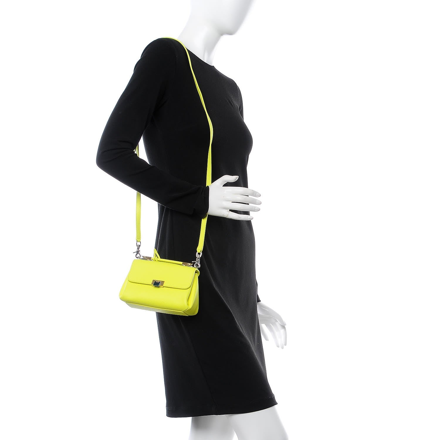 Balenciaga Grained Calfskin Le Dix Nano Soft Cartable Jaune Fluo 2 of 7