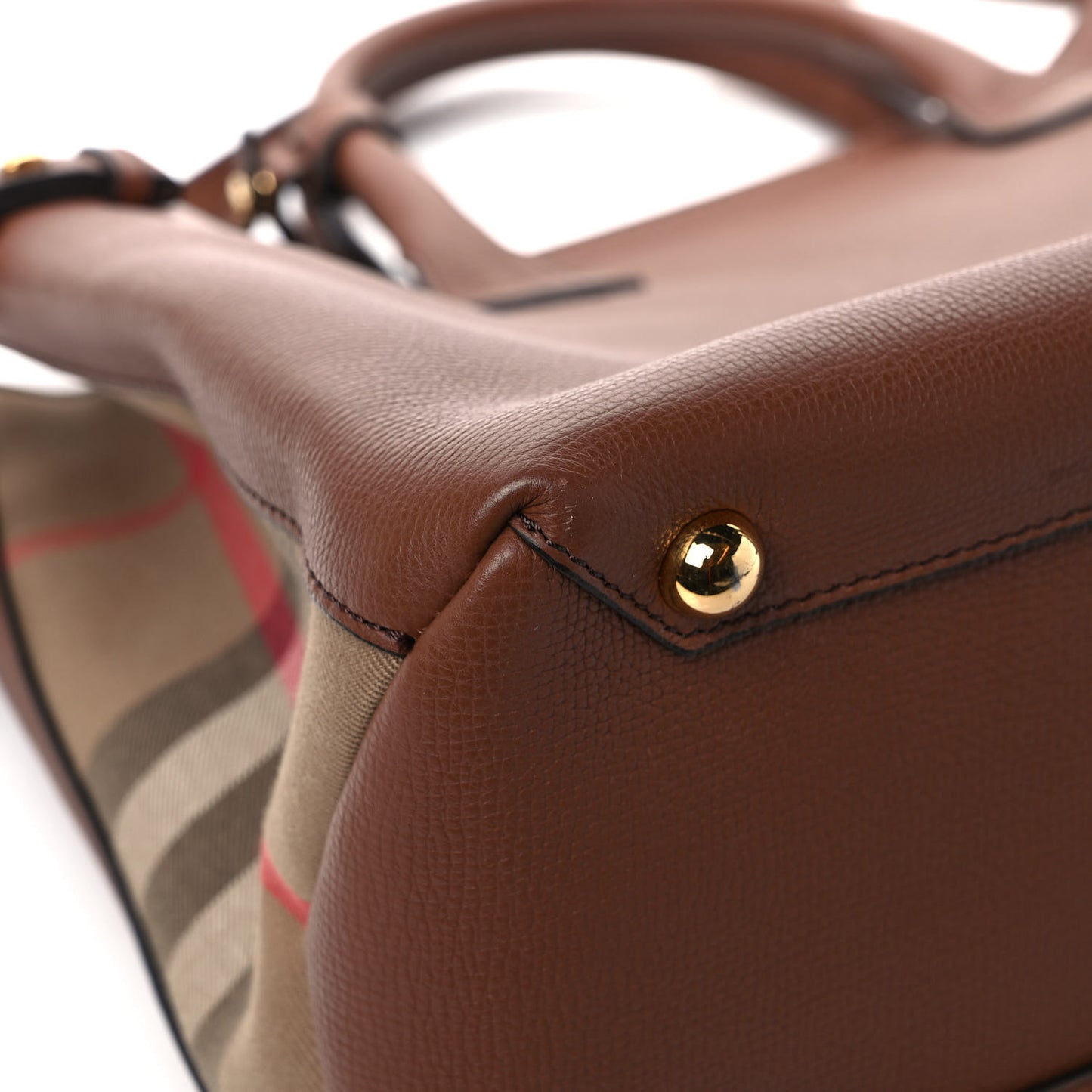 Grainy Calfskin House Check Large Banner Tote Tan
