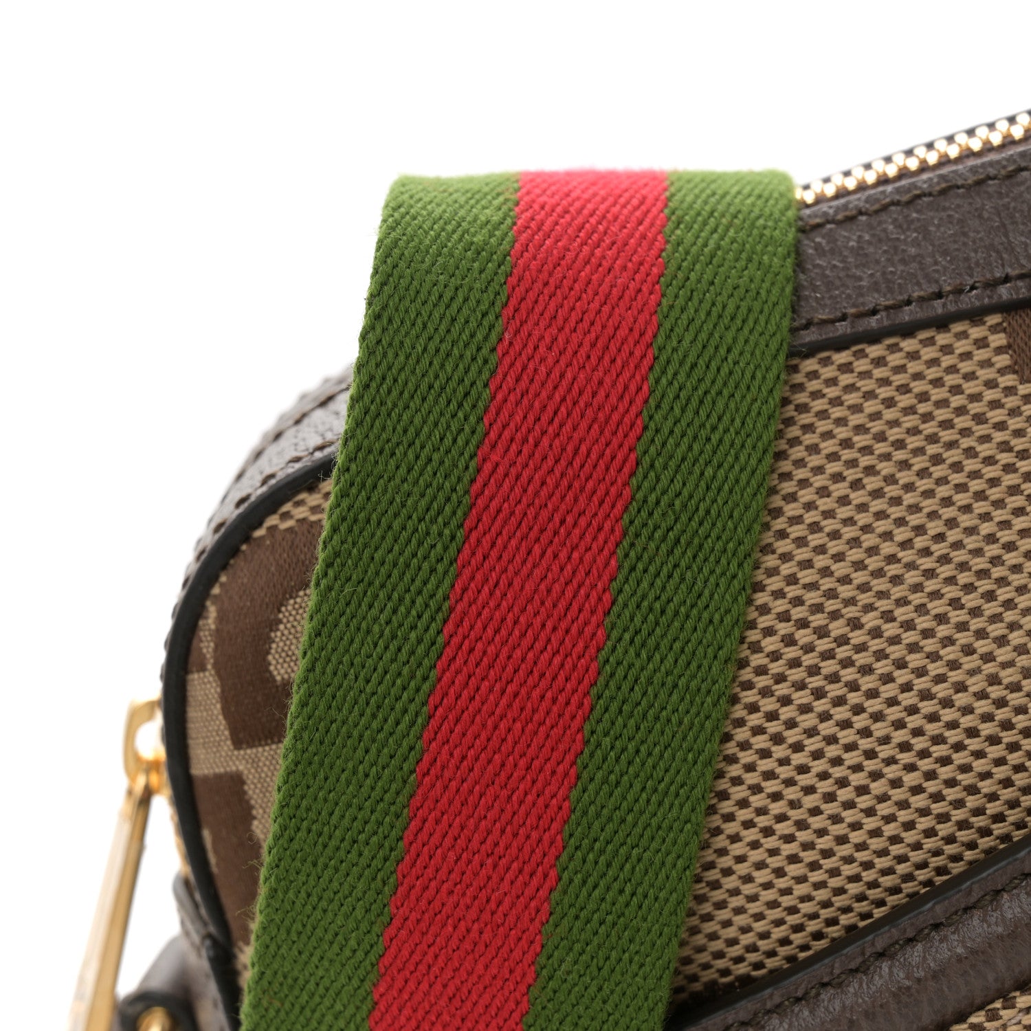 Gucci Monogram Jumbo GG Textured Dollar Calfskin Web Messenger Shoulder Bag Camel Ebony New Acero 11 of 11