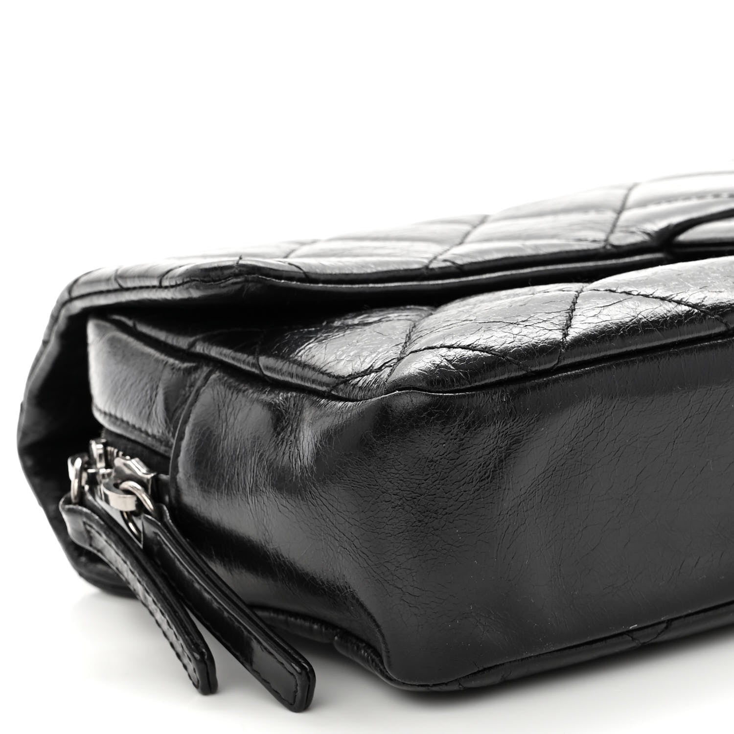 Chanel Glazed Calfskin Quilted Medium Duo Color Flap Black 9 of 10
