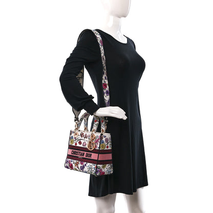 Christian Dior Canvas Florilegio Embroidered Medium Lady D-Lite White Multicolor 2 of 9