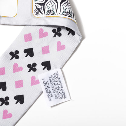 Hermes Silk Jeu de Cartes Twilly Gris Perle Rose Black 5 of 5