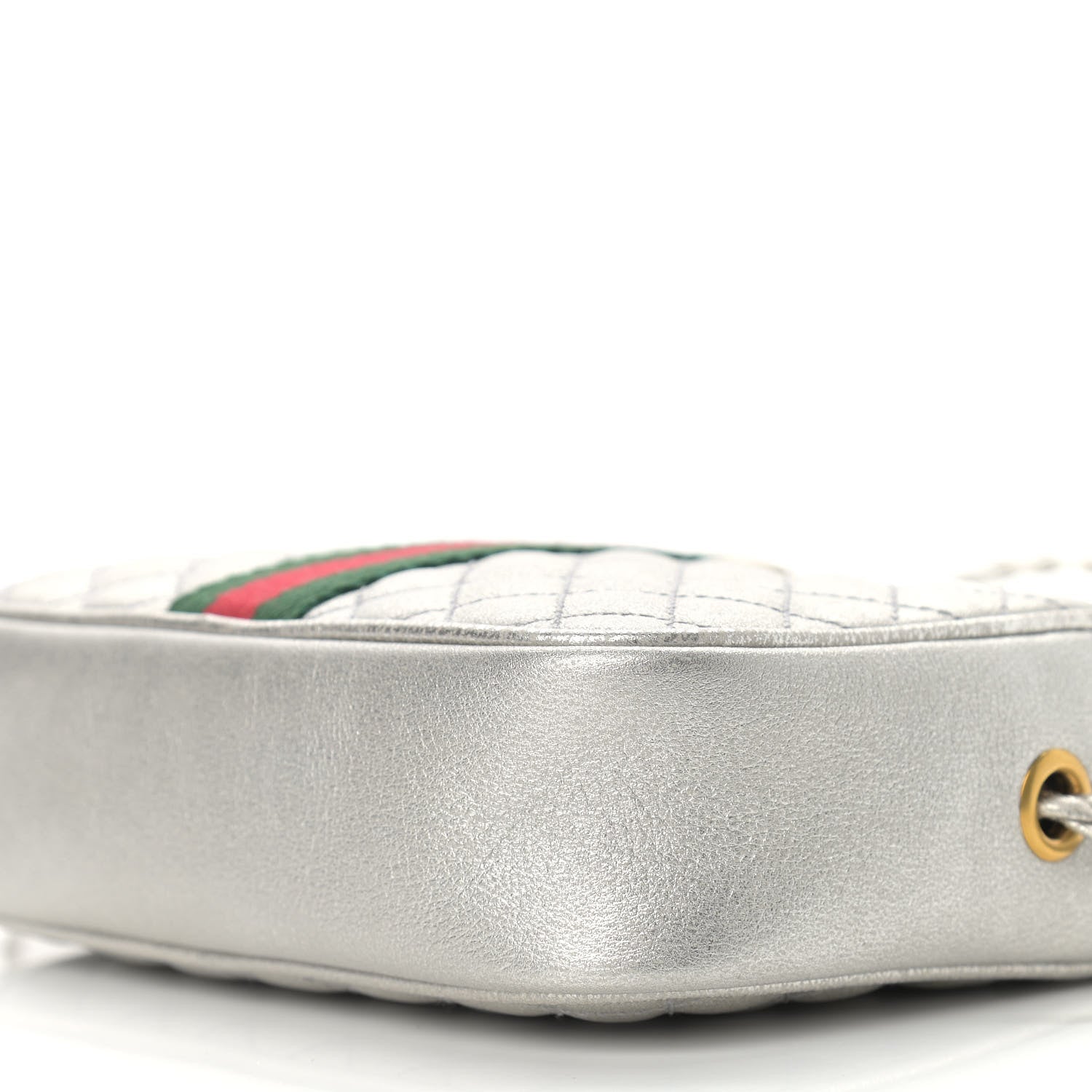 Gucci Laminated Nappa Web Trapuntata Mini GG Shoulder Bag Argento 9 of 9