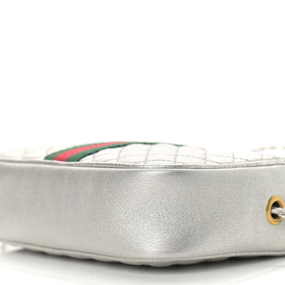Gucci Laminated Nappa Web Trapuntata Mini GG Shoulder Bag Argento 9 of 9