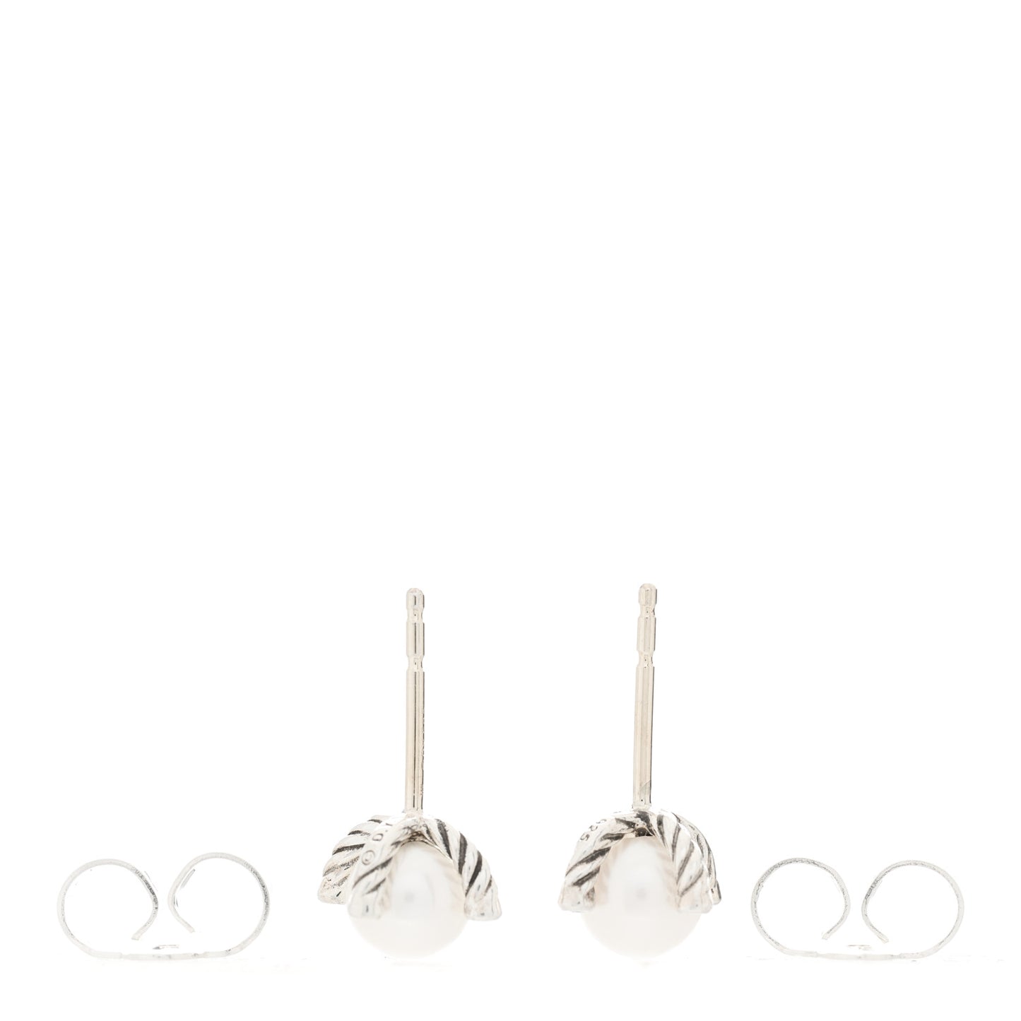 Sterling Silver Diamond Pearl 6-6.5mm Cable Stud Earrings