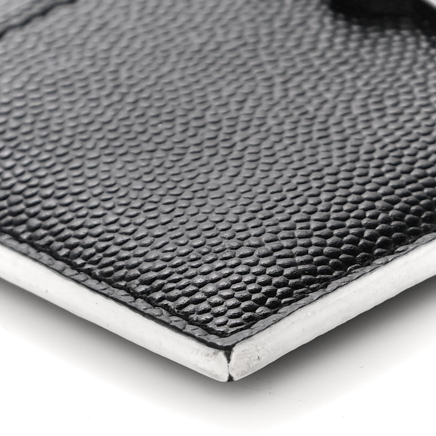 Saint Laurent Grain De Poudre Monogram Credit Card Case Black White 9 of 11