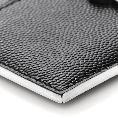 Saint Laurent Grain De Poudre Monogram Credit Card Case Black White 9 of 11