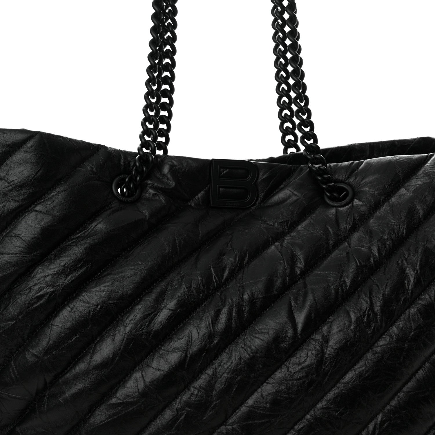 Balenciaga Crushed Calfskin Quilted Matte Black Hardware Large Crush Carry All Tote Bag Black 8 of 10