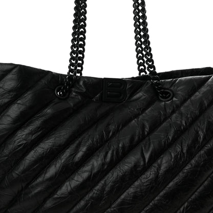 Balenciaga Crushed Calfskin Quilted Matte Black Hardware Large Crush Carry All Tote Bag Black 8 of 10
