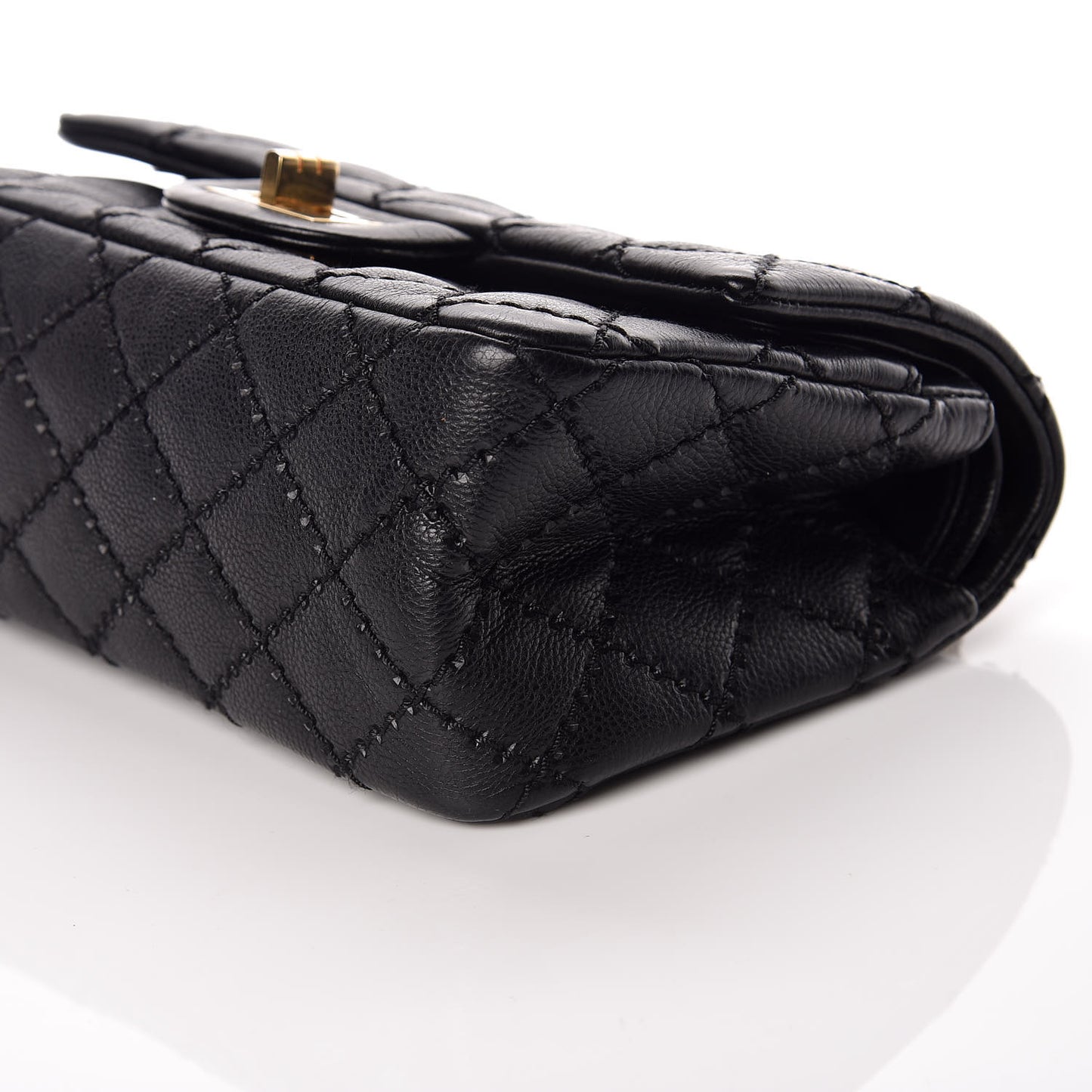 Calfskin Double Stitch 2.55 Reissue 224 Flap Black