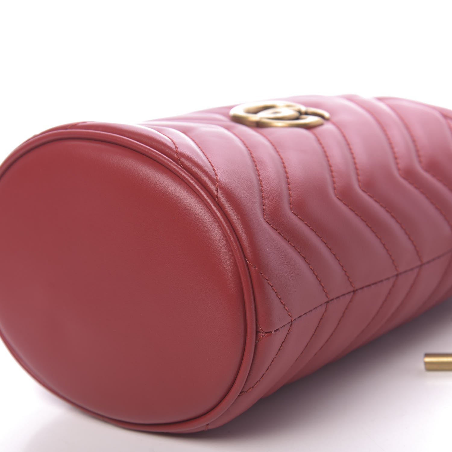 Gucci Calfskin Matelasse Mini GG Marmont 2.0 Bucket Bag Hibiscus Red 9 of 11