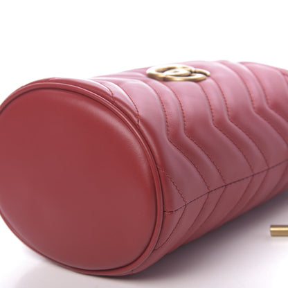 Gucci Calfskin Matelasse Mini GG Marmont 2.0 Bucket Bag Hibiscus Red 9 of 11