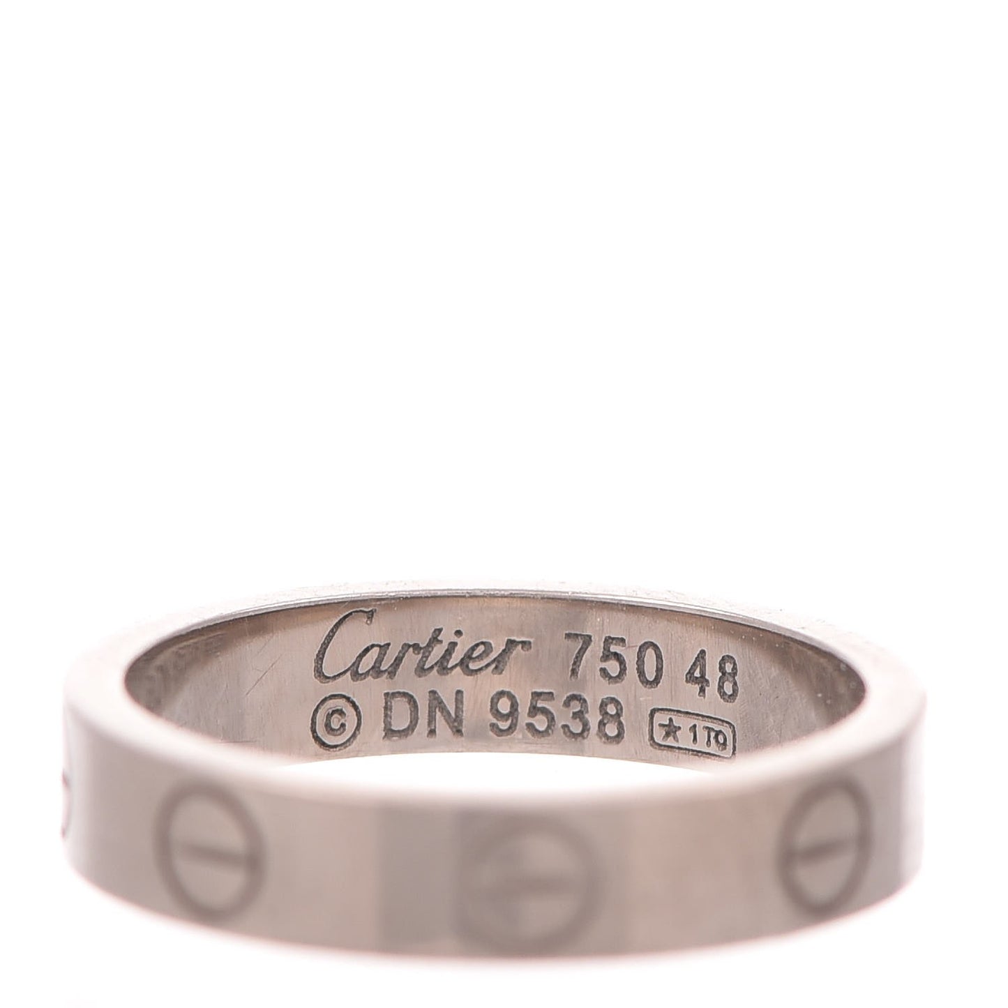18K White Gold 3.5mm LOVE Wedding Band Ring 48 4.50
