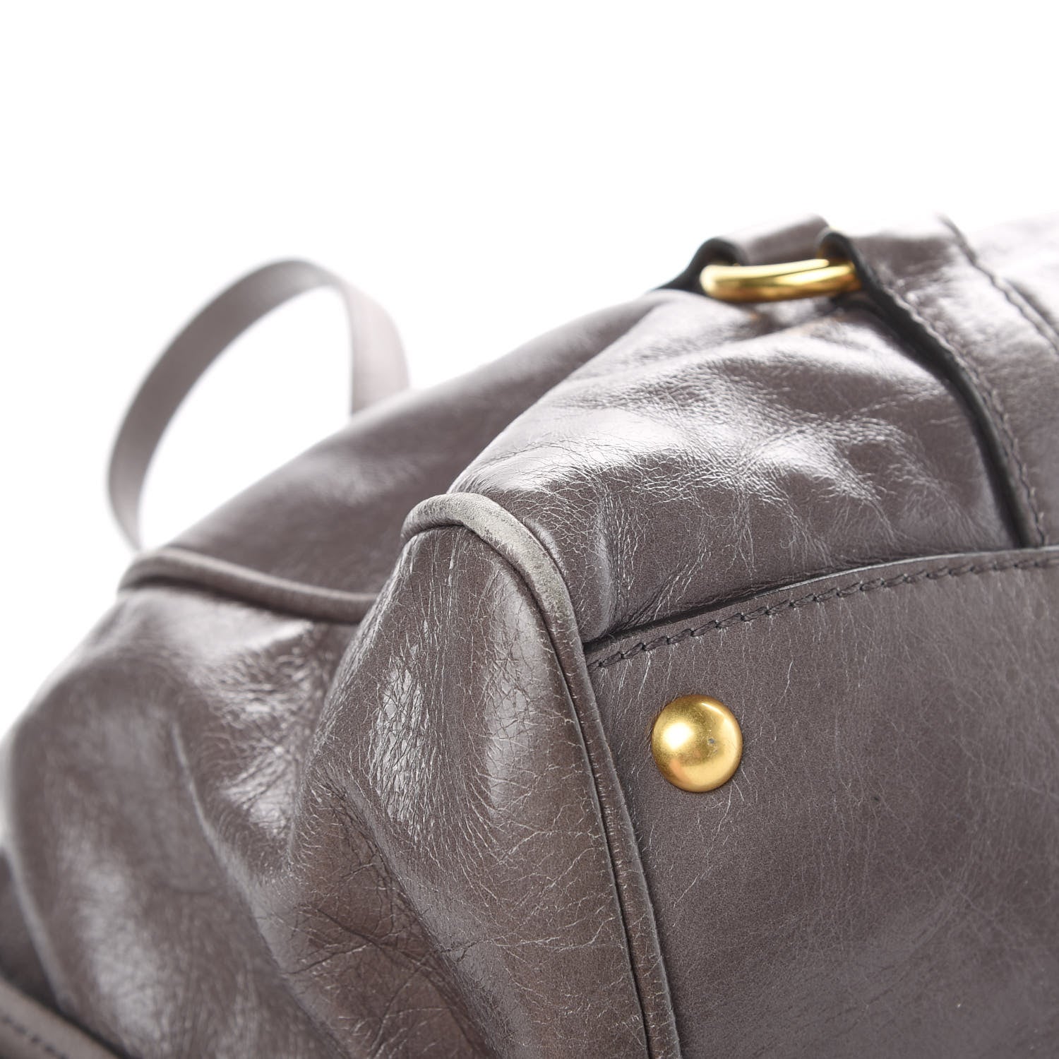 Miu Miu Vitello Shine Double Zip Tote Fumo 12 of 16