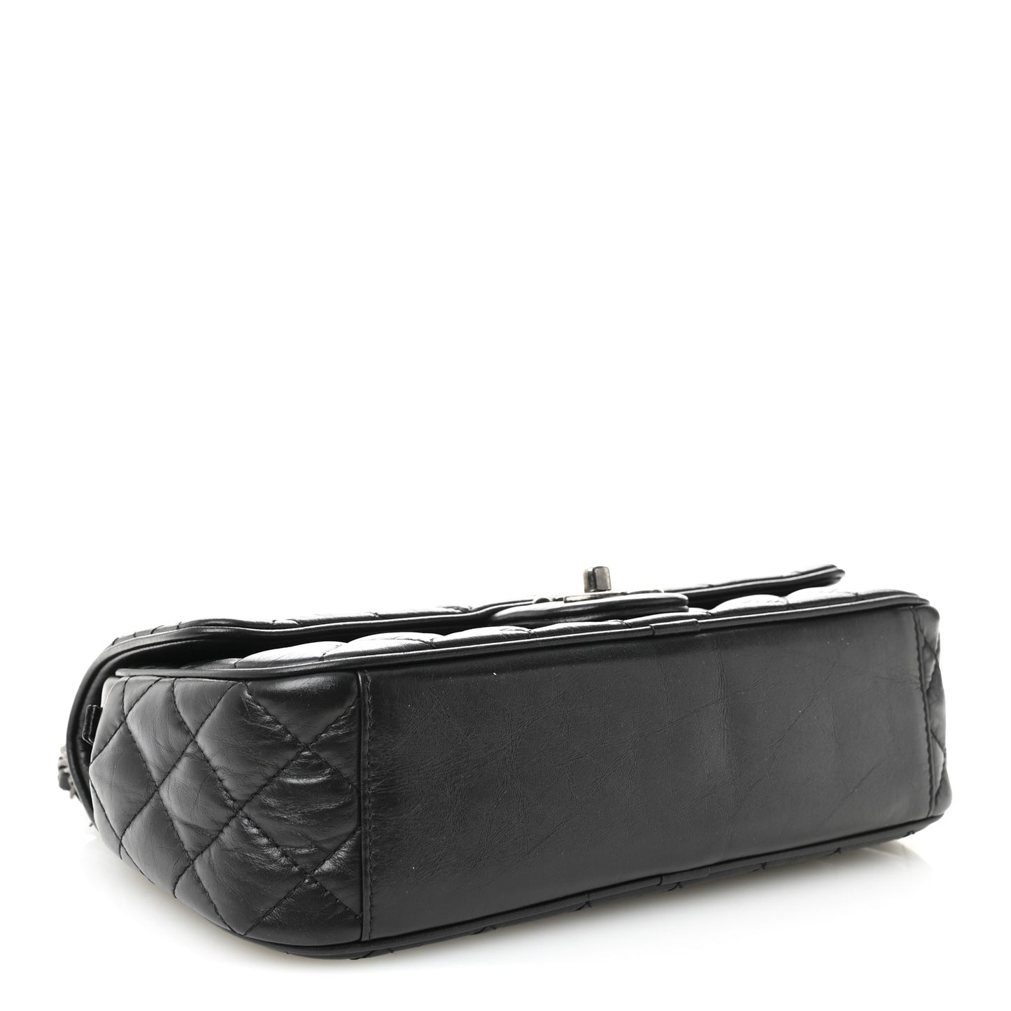 Aged Calfskin Quilted Medium Easy Flap Black Black