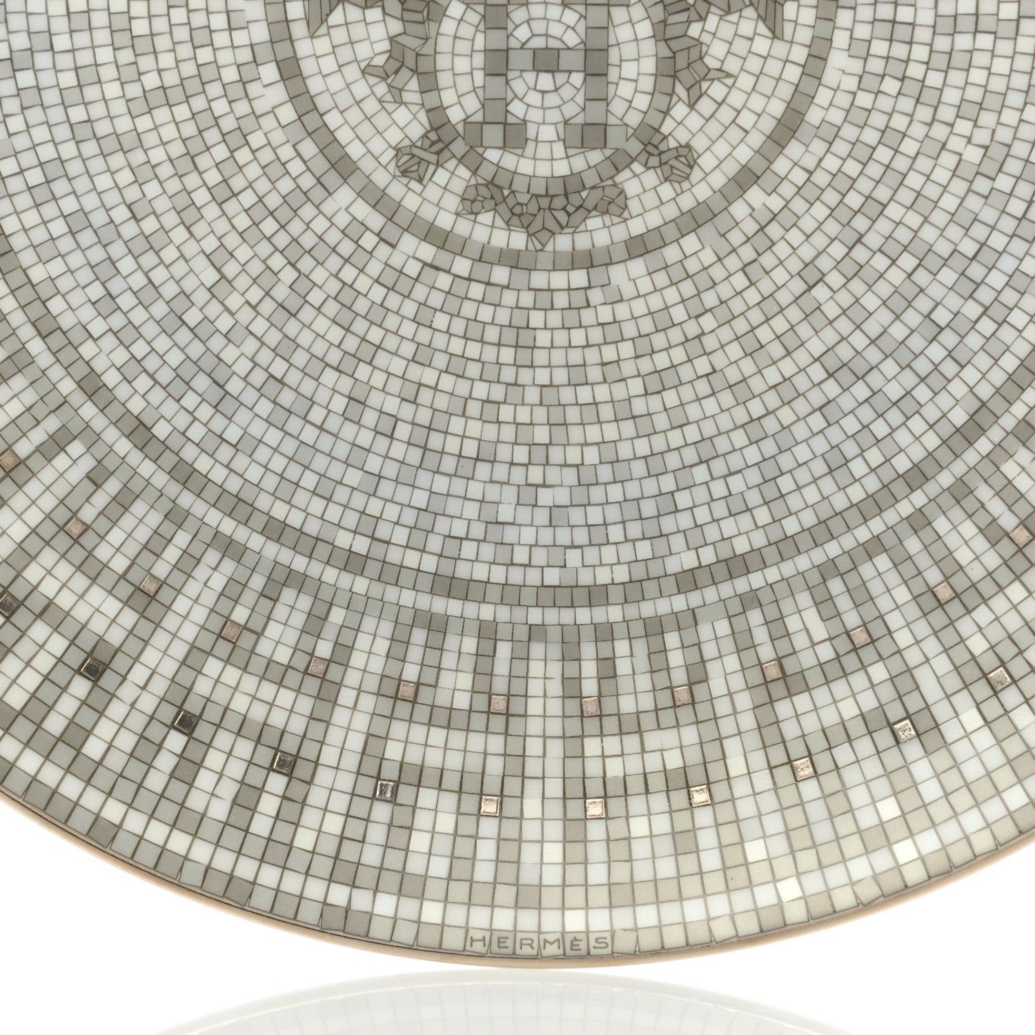 Hermes Porcelain Mosaique au 24 Platine Dessert Plate 8.3 5 of 7