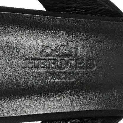 Hermes Suede Goatskin Crystal Eternite 80 Sandal 35.5 Black 7 of 8